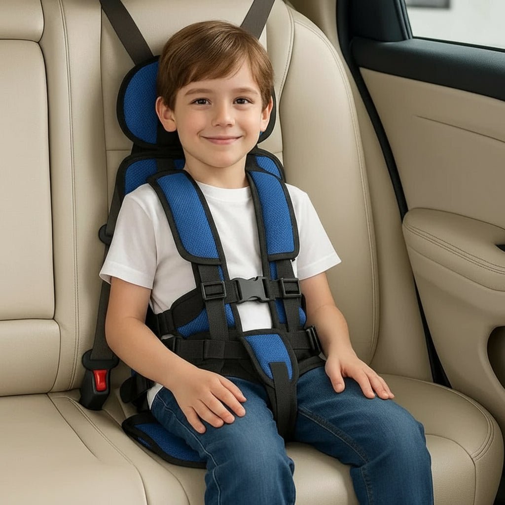 Lightweight portable child booster car seat for travel, ages 1-14