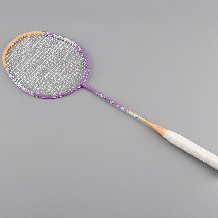 Lightweight unisex badminton racket in lilac, designed for enhanced control & precision during games.