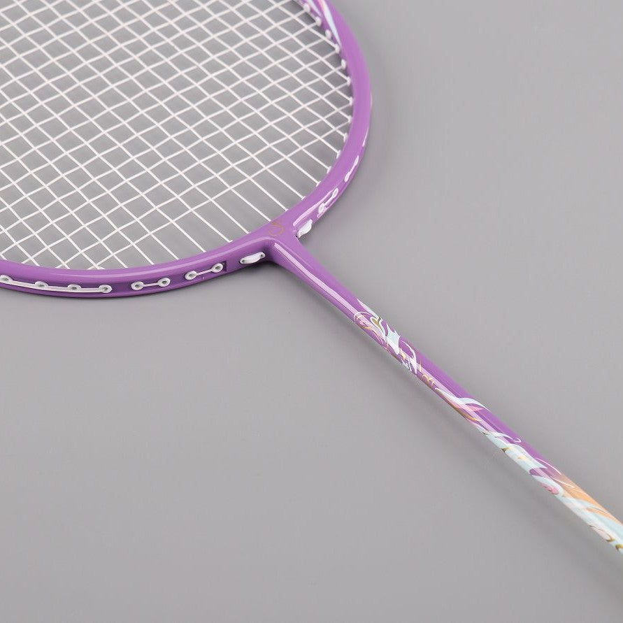 Unisex lilac badminton racket, lightweight and aerodynamic, perfect for control and precision in any game.