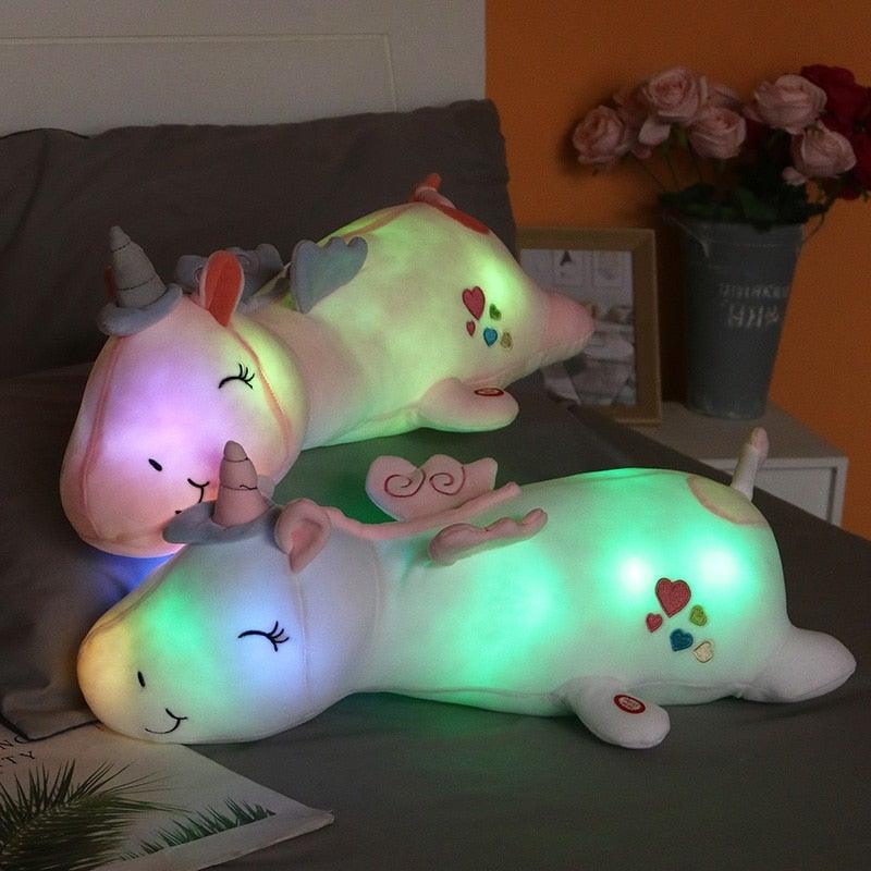 Adorable LumiGlow stuffed animal unicorn, a soft velvet toy for children