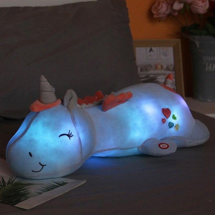 LumiGlow plush unicorn toy, a magical glowing companion for children