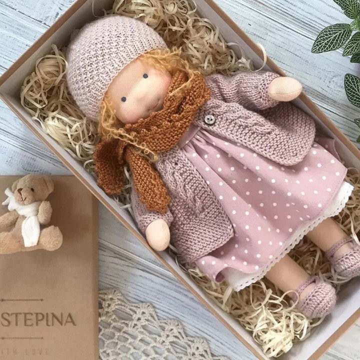 A unique Waldorf toy: the Luna handmade plush doll.