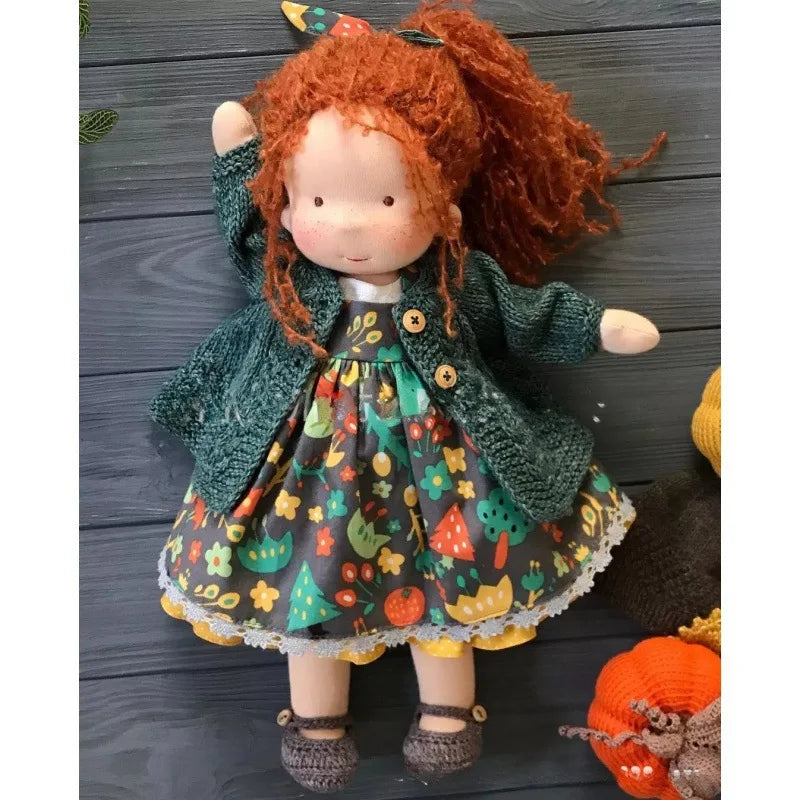 Luna Waldorf handmade plush doll, promoting nurturing play.