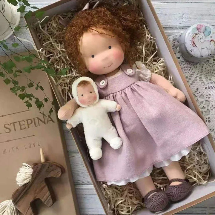Luna Waldorf handmade plush doll, an ideal children's gift for birthdays.