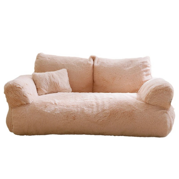 Cozy small pet sofa in soft beige, ideal for cats and small dog breeds.