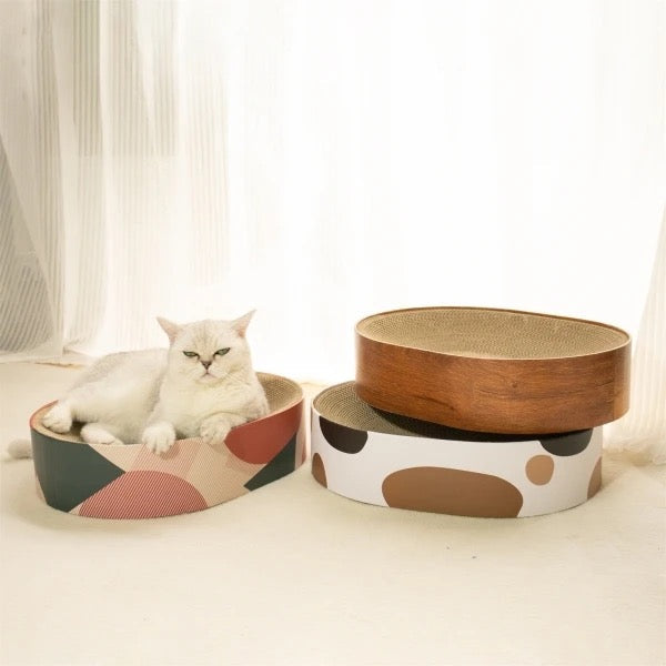 Luxurious cat scratching bed & lounge, combining durable cardboard scratcher with comfy resting spot.