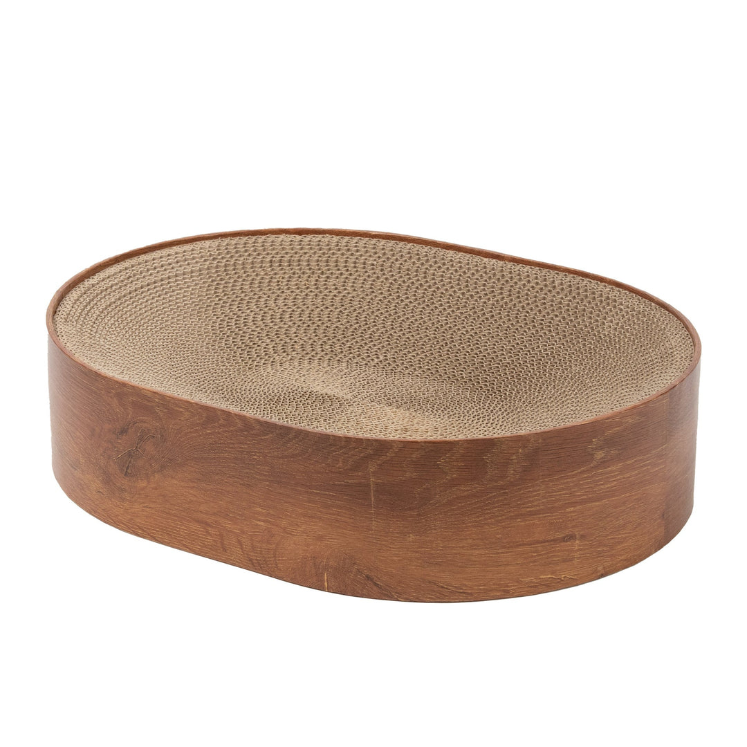 Stylish pet furniture: a durable cardboard cat bed & scratcher for relaxation, claw care, & ultimate cat comfort.
