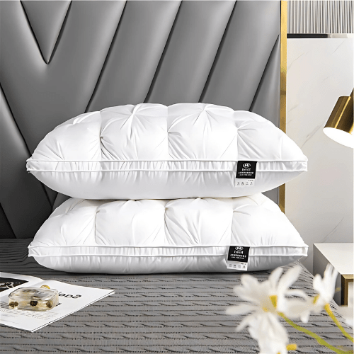 Luxurious goose down pillow for ultimate neck and head support, ensuring a soft, breathable, and comfortable sleep.