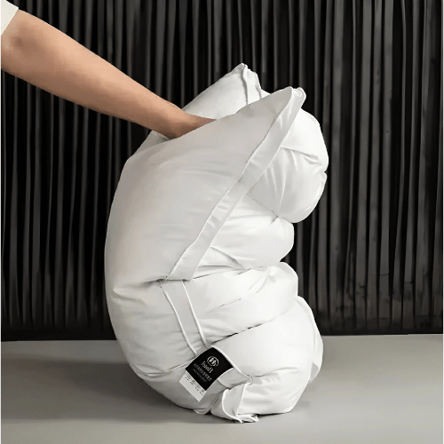 Premium soft goose down pillow, breathable and hypoallergenic for comfortable sleep and excellent head & neck support.