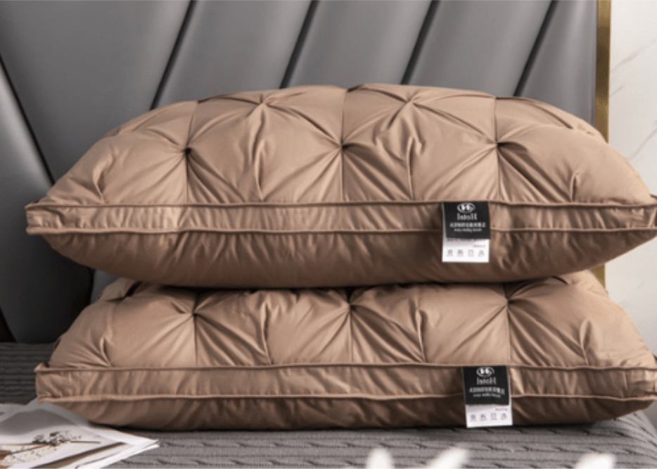 Plush goose down bed pillow offering superior head and neck support for comfortable, breathable, and restful sleep.