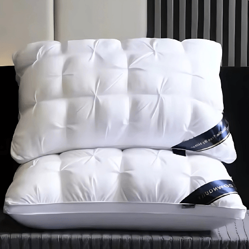 Soft, breathable goose down pillow for luxurious sleep comfort, offering superb neck and head support; hypoallergenic bed pillow.
