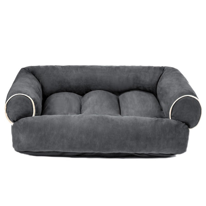 Premium orthopedic dog sofa bed, calming & comfortable for deep relaxation & joint support. Washable pet supply.