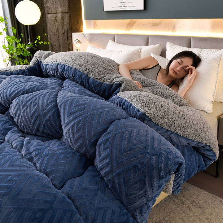 Cozy fleece blanket for bedding or living room, ultimate all-season comfort and plush feel.