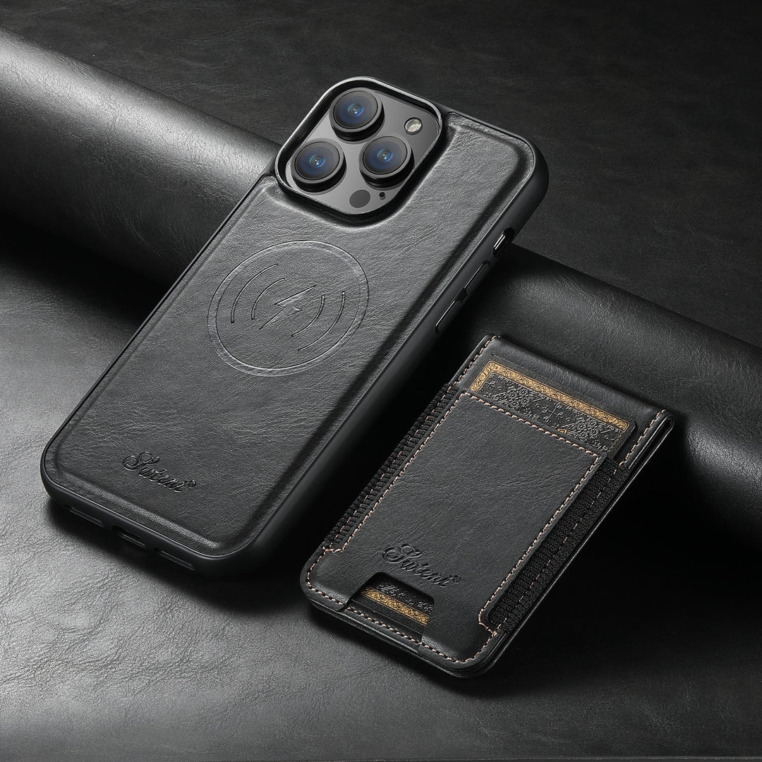 Versatile luxury iPhone case with card slots, a magnetic stand for media, and full protection for your smartphone.