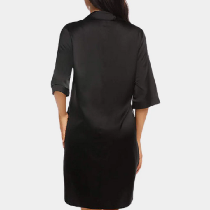 Elegant women's oversized nightdress, a luxurious button-down pajama dress for relaxing sleep & loungewear.