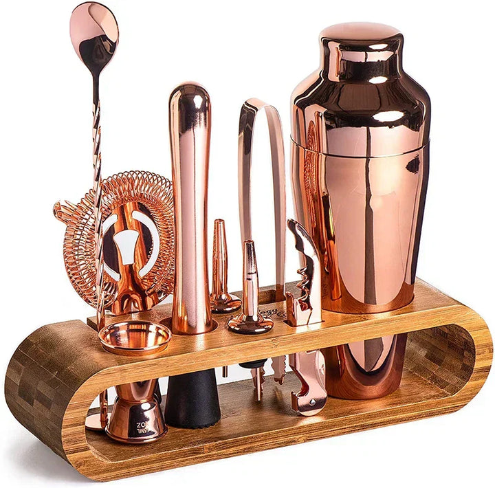 Luxury Metallic Bar Kit, premium stainless steel cocktail set for home entertaining and mixology.