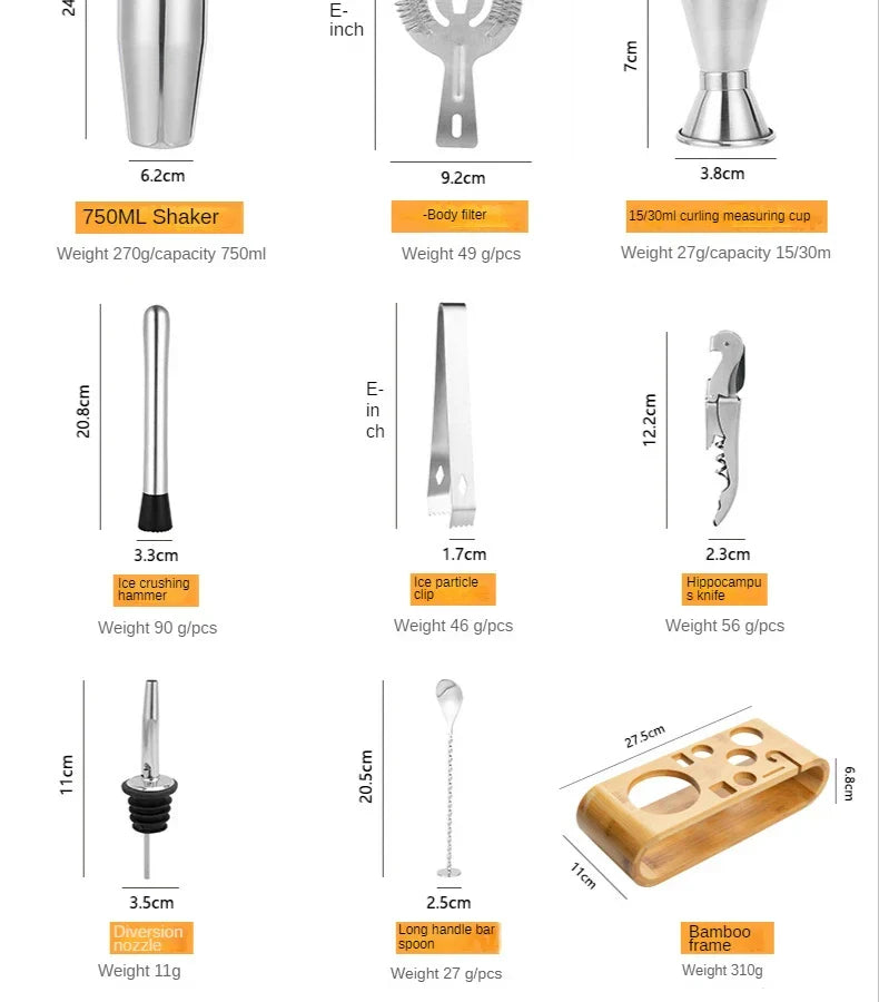 Stylish metal cocktail set for sophisticated drink making, elevate your home bar experience.