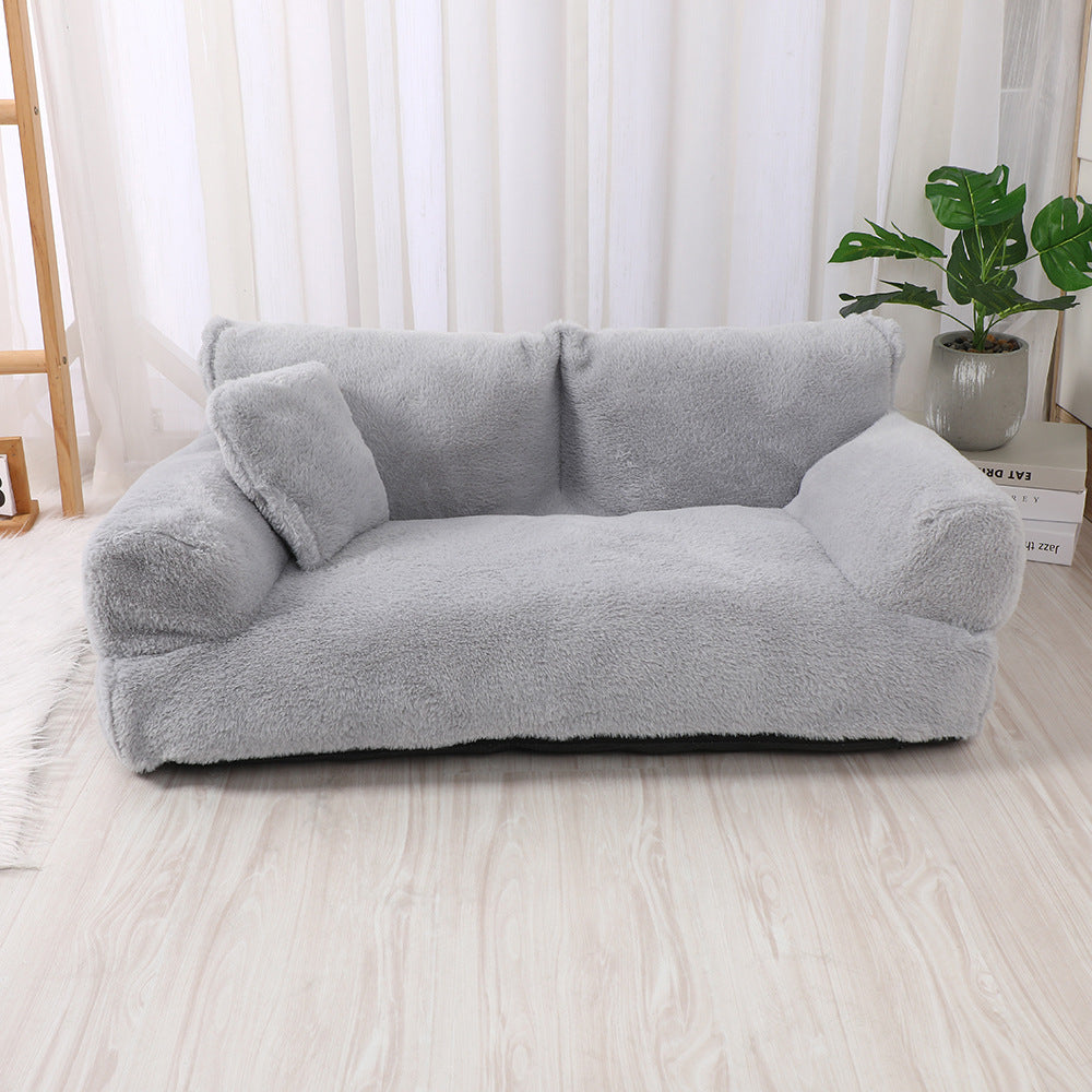 Modern pet sofa bed, a comfortable and luxurious plush dog bed. Washable pet furniture for dogs.