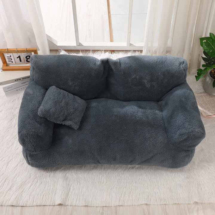 Premium luxury dog bed, a soft plush pet sofa designed for ultimate relaxation. Easy to wash.