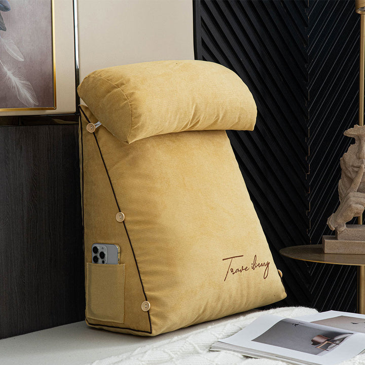 Plush luxury reading cushion, providing ergonomic back & neck support for cozy relaxation.