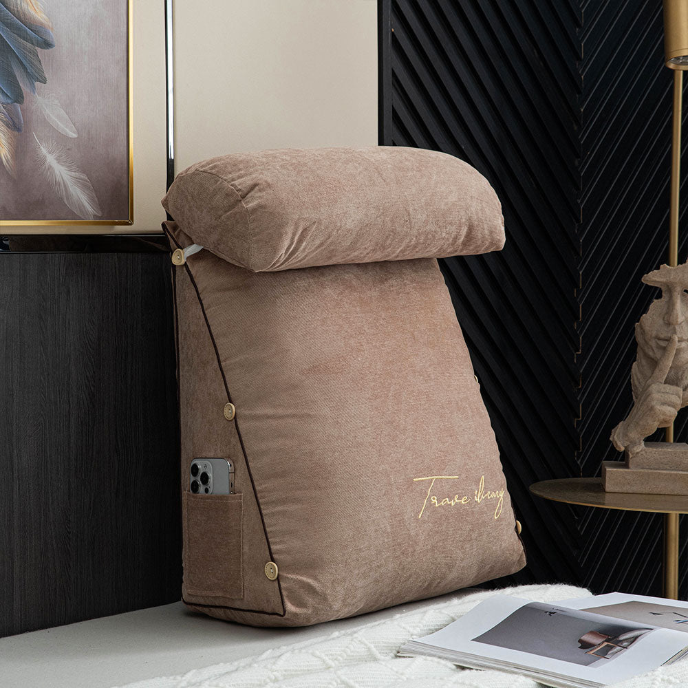 Ergonomic luxury reading cushion designed for ultimate comfort on bed or sofa.