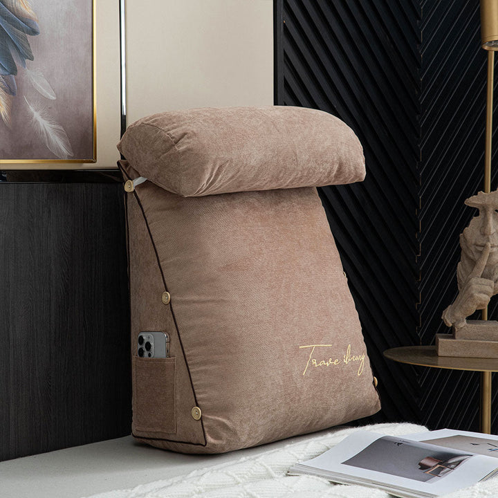 Ergonomic luxury reading cushion designed for ultimate comfort on bed or sofa.