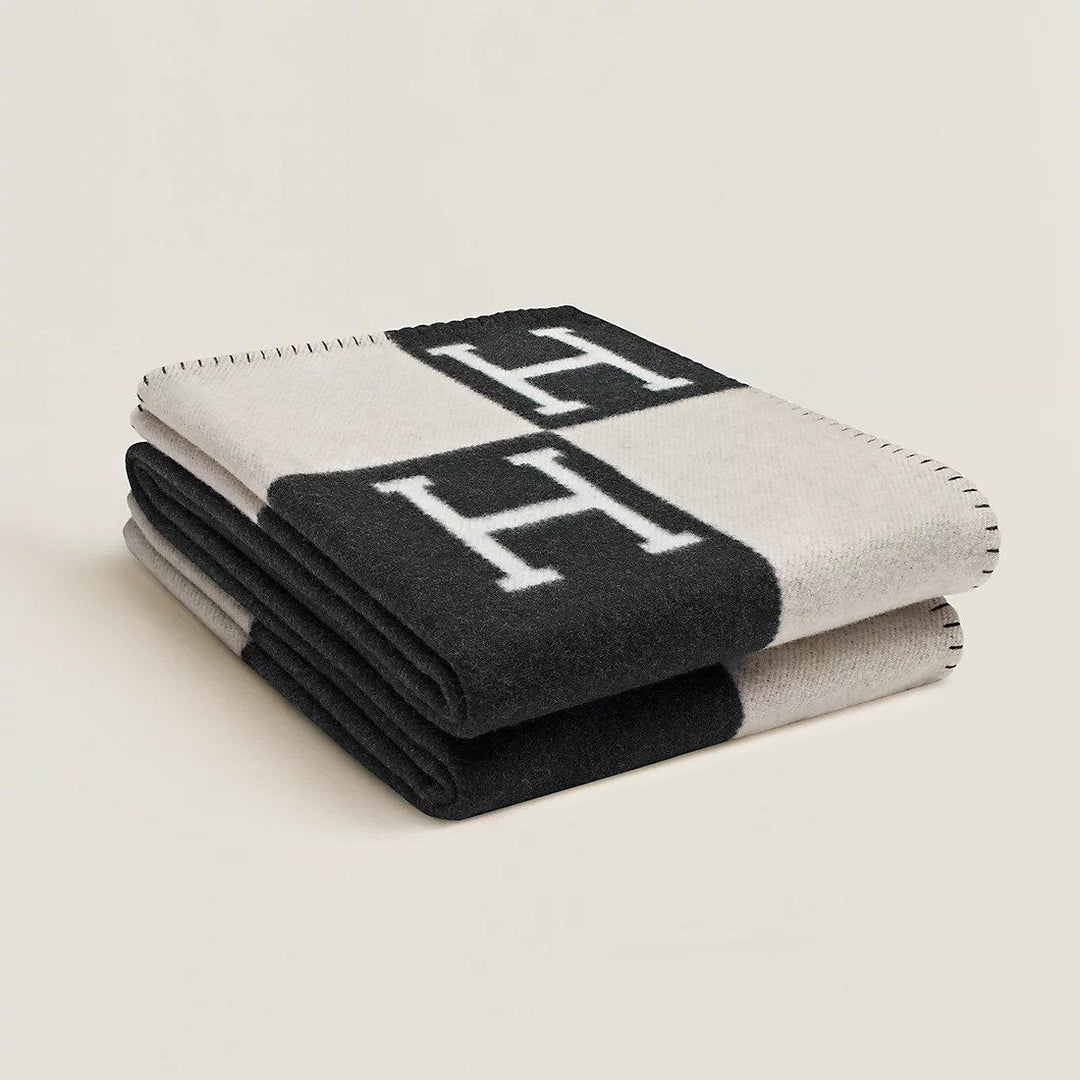 Luxury wool cashmere throw blanket in charcoal grey, ultra soft and warm