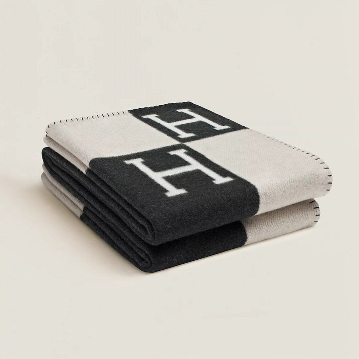 Luxury wool cashmere throw blanket in charcoal grey, ultra soft and warm