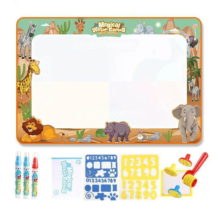 Magic Water Drawing Mat: A large, colorful doodle mat for kids' mess-free creative art and learning fun.
