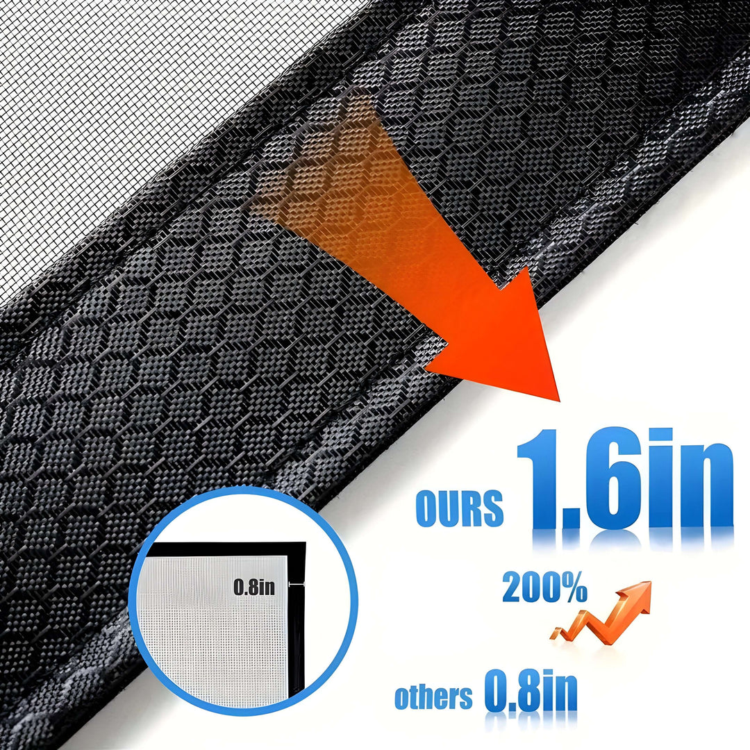 Pet-friendly, self-closing magnetic mesh door curtain. Keep flies out, let air in.