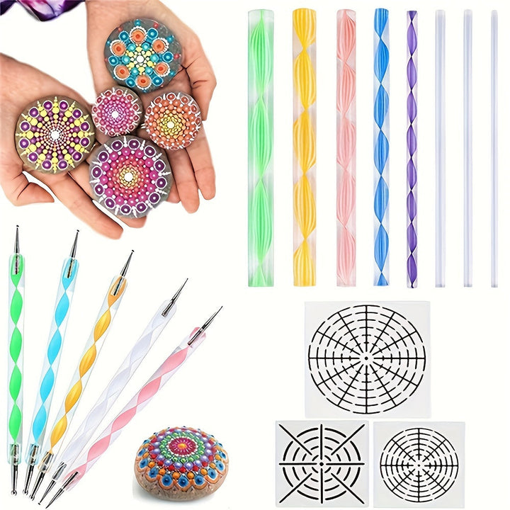 Craft beautiful mandala patterns on rocks, wood, & ceramics with this versatile dotting tools set for art.