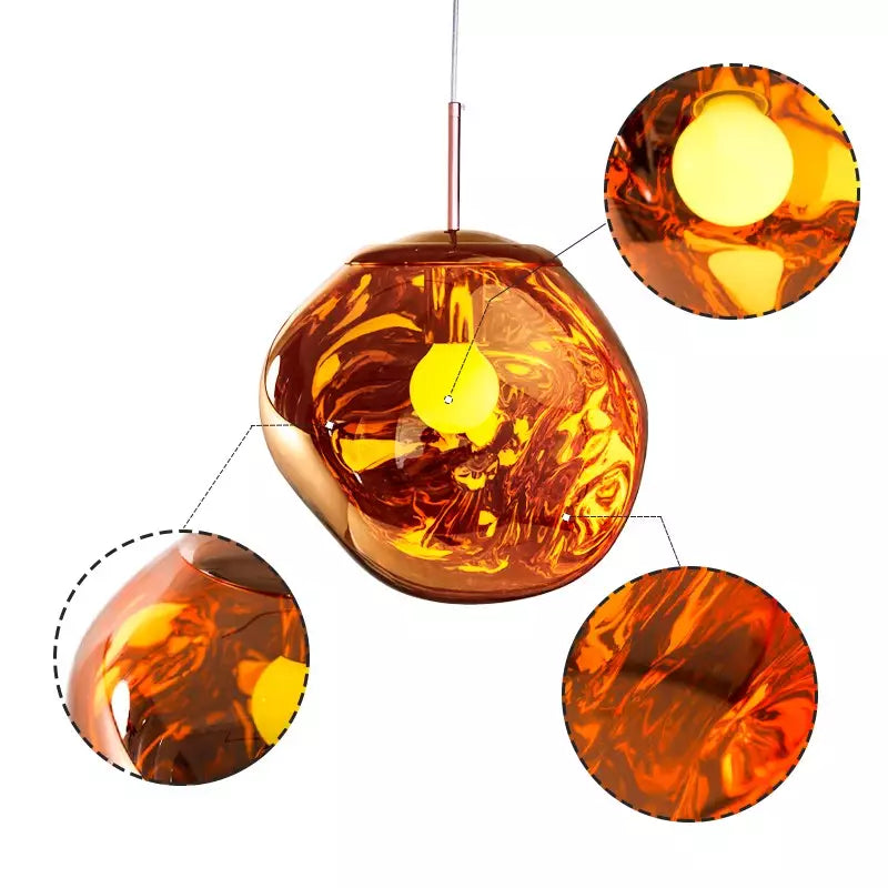 The artistic design of the Melt pendant lamp, creating a warm and inviting atmosphere.