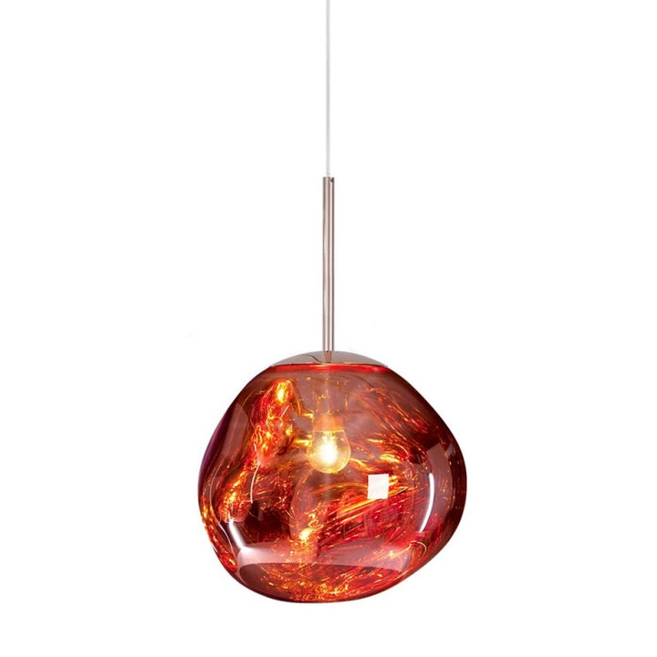 Detail shot of the Melt pendant lamp's texture and flowing organic lines in gold.