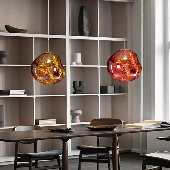 Warm brown Melt pendant lamp, a designer statement piece for sophisticated interior design.