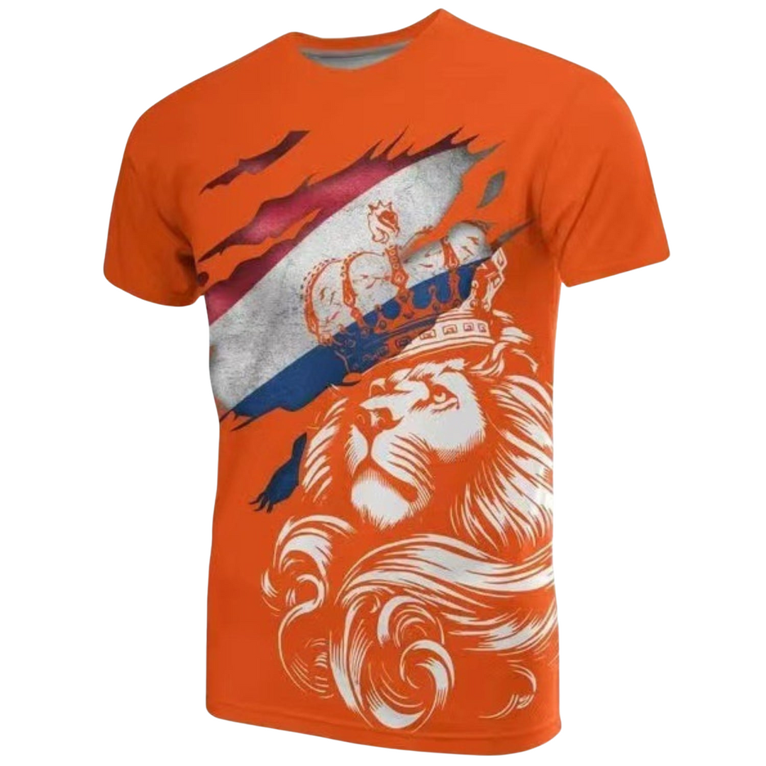 Men's 3D Netherlands T-shirt, 2024 Limited Edition. Patriotic graphic tee with a modern fit for unique casual wear.