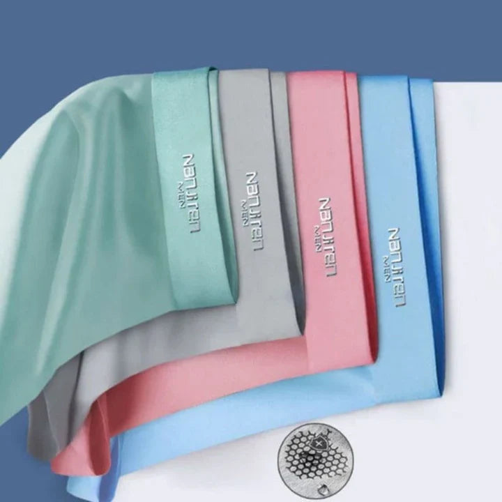 Front view of men's stretch fit boxer briefs, showcasing the breathable design.