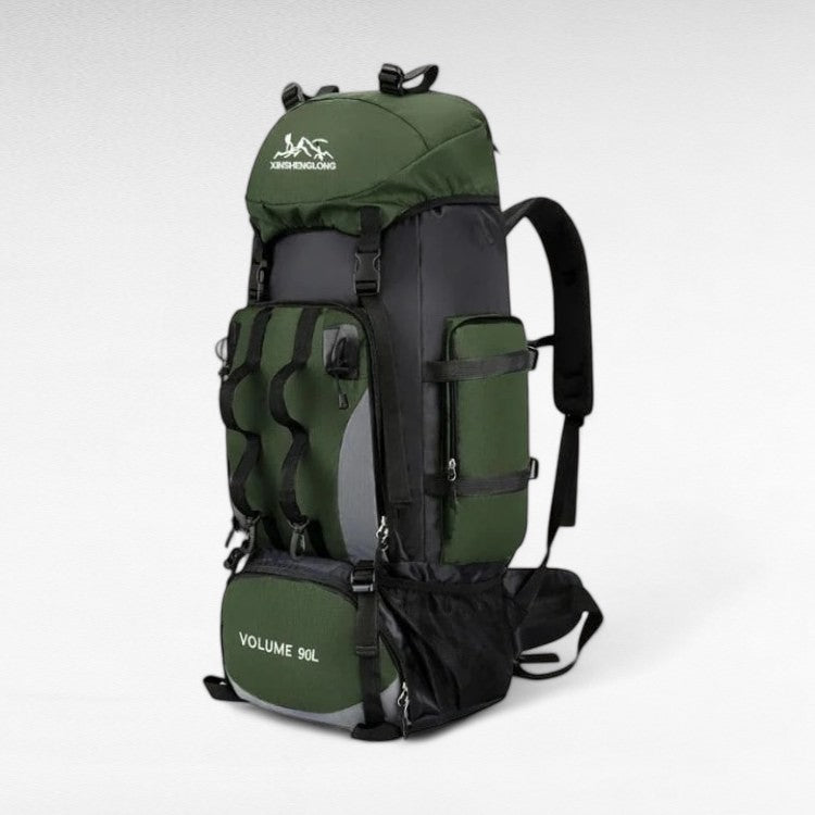 Men's 90L waterproof hiking backpack. Spacious, lightweight outdoor gear for multi-day camping & adventure.