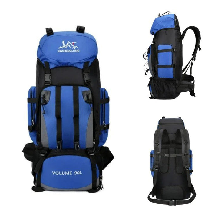 Lightweight 90L men's hiking backpack, waterproof for ultimate outdoor gear protection & comfortable adventures.