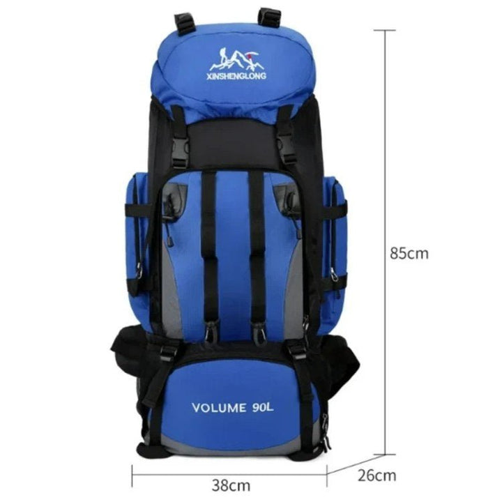 Adventure-ready men's 90L waterproof hiking backpack. Durable, lightweight, large capacity for camping trips.