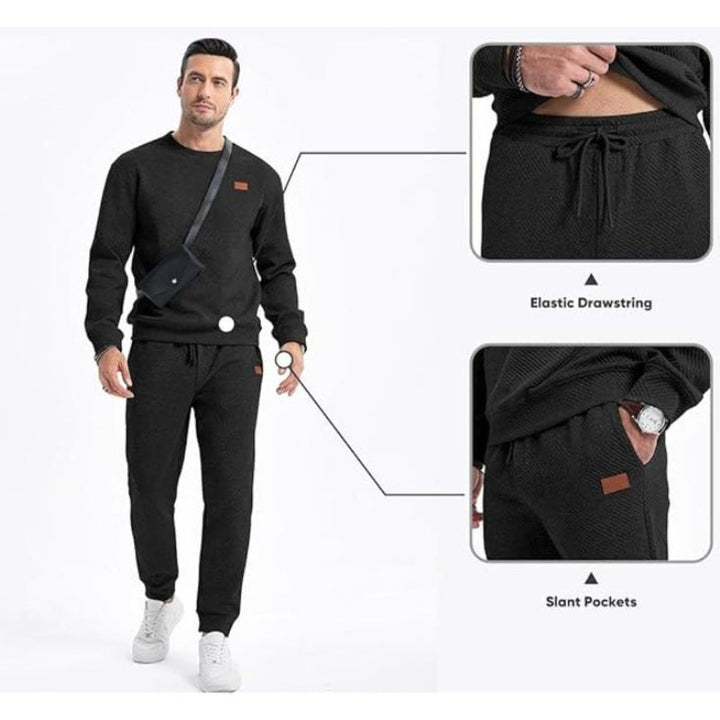 Comfortable men's jogging suit; includes a soft active sweatshirt and matching joggers for everyday style.