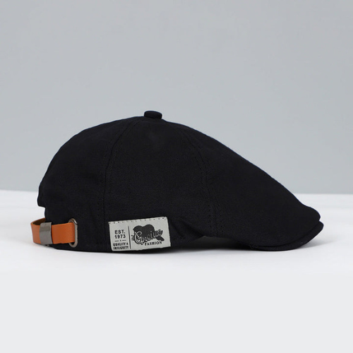 Side view of the men's Harry beret, highlighting the adjustable strap for a comfortable fit.