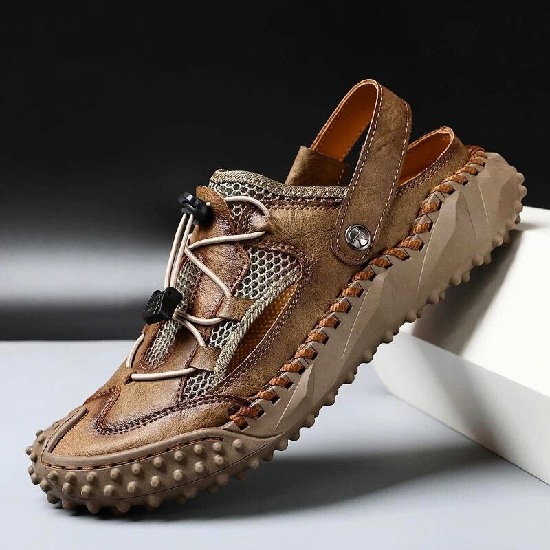Durable men's trekking sandals with adjustable fit & cushioned comfort for outdoor adventures.