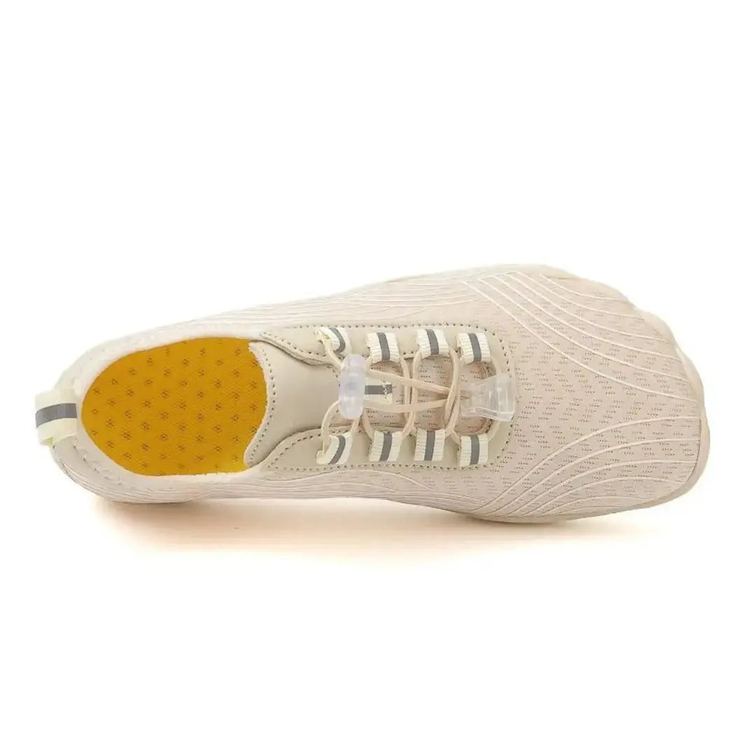 Women's minimalist shoes in a vibrant color, lace-up style