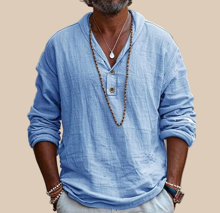 Stylish men's button-up summer shirt, perfect for casual wear, holidays, and warm-weather elegance.