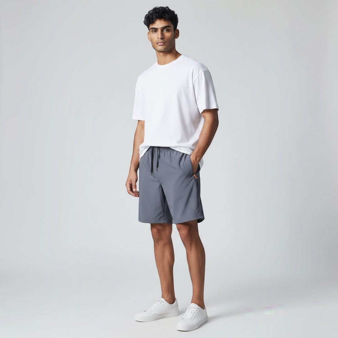Men's athletic shorts 3-pack with secure zip pockets, perfect for casual wear & workouts. Quick-dry fabric.