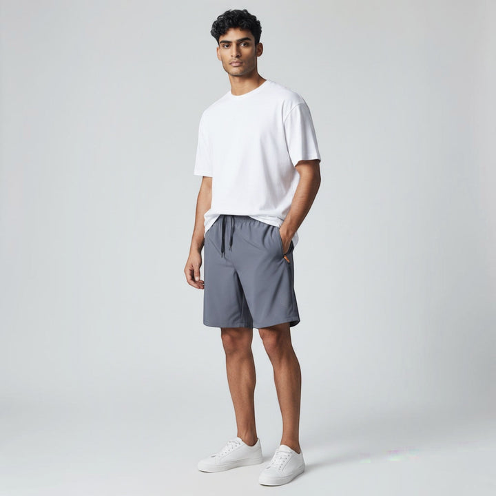 Men's athletic shorts 3-pack with secure zip pockets, perfect for casual wear & workouts. Quick-dry fabric.