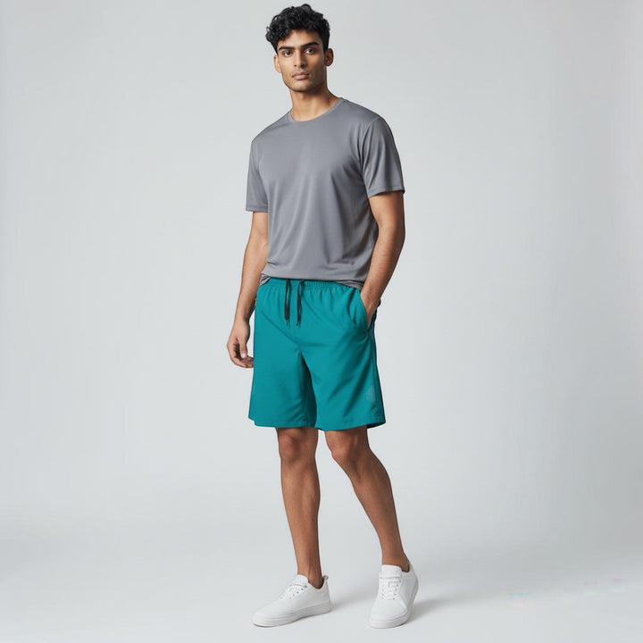 Men's quick-dry athletic shorts (3-pack) with convenient zip pockets for secure storage during activities.