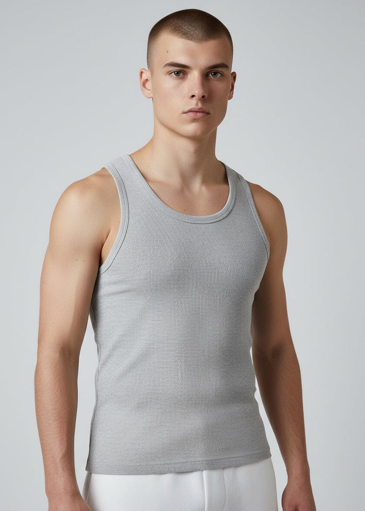 Breathable men's gym tank, quick-dry activewear shirt for fitness and summer.