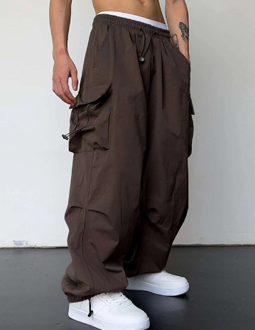 Versatile men's wide leg cargo pants, ideal for casual wear, comfort, and street style fashion.