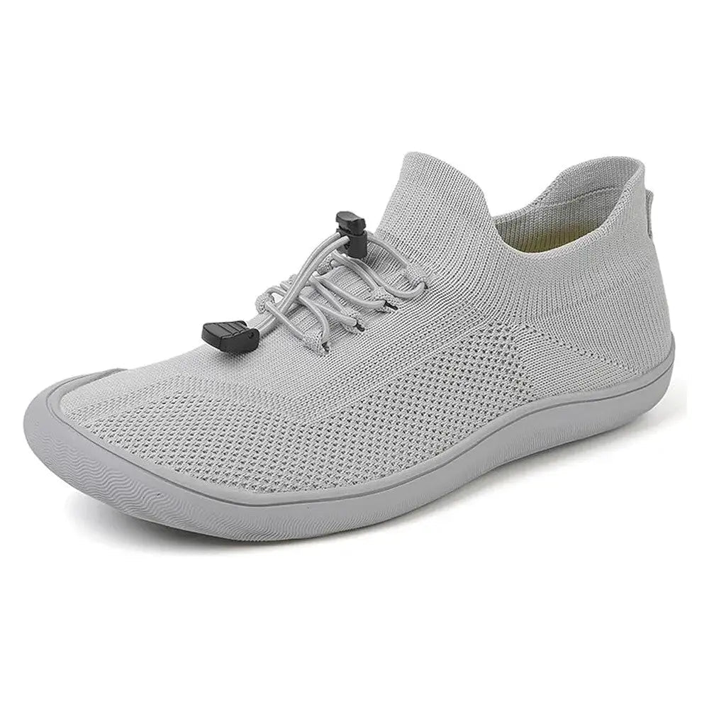 Close-up of toggle lace system on barefoot sneakers